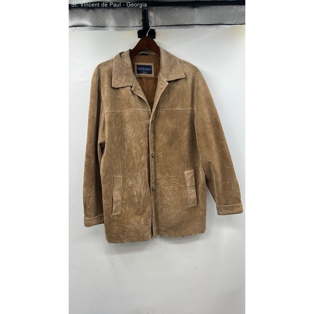 Hathaway Suede Buttoned Jacket Men's Size Large Brown Casual